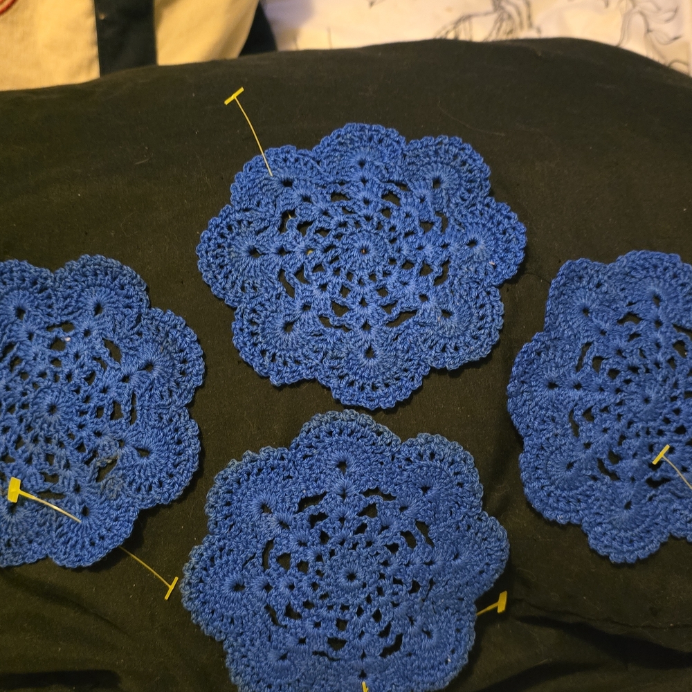 Handmade Blue Crochet Doilies